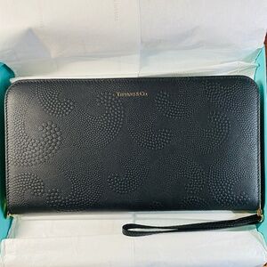 Tiffany & Co. Wave Travel Wallet – Black Leather – Size Large – New